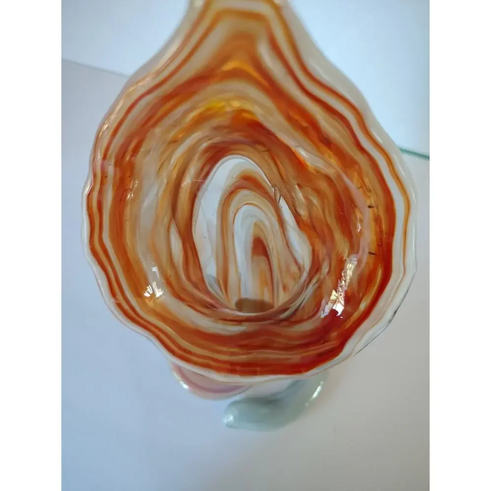 Spiro Jack in the Pulpit Trumpet Vase Calla Lily Vintage MCM Orange Coil Swirl